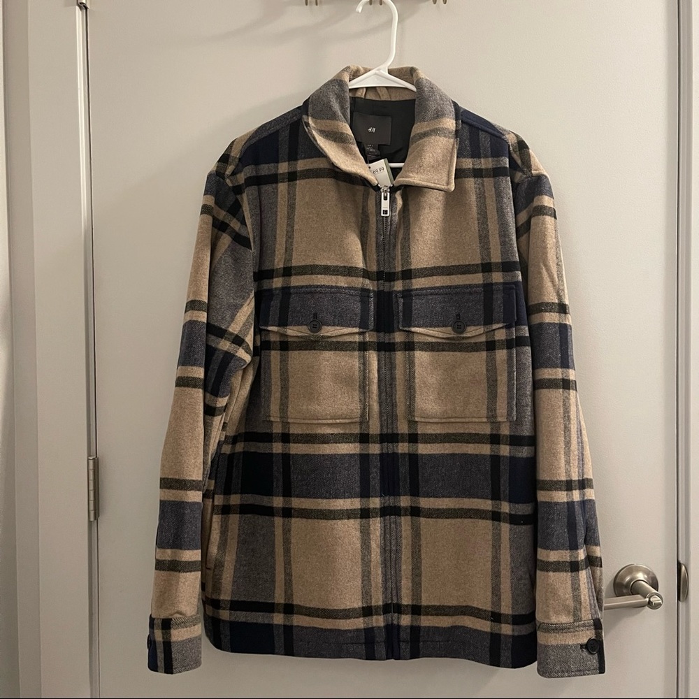 H&M Blue Plaid Wool Jacket (NWT)